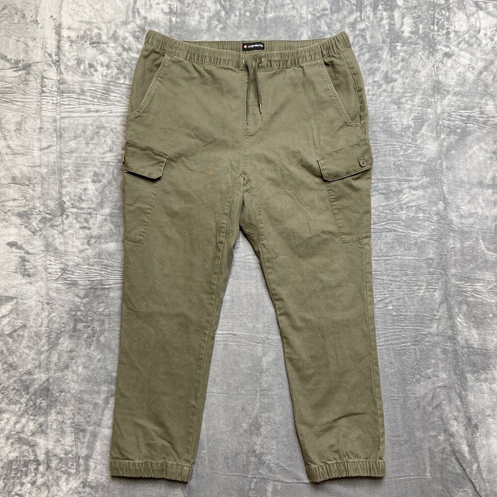 Air Walk Cargo Pants Men’s‎ Size 2XL Green Elastic Waist Cuffed Pants Skater